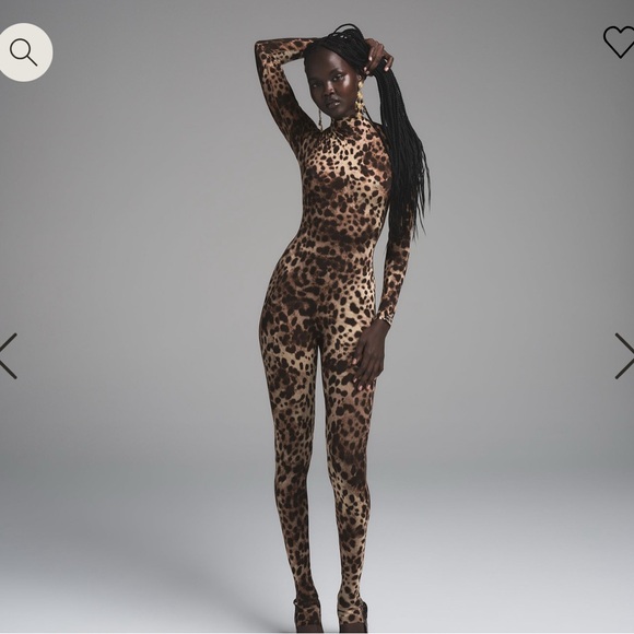 Dolce & Gabbana X SKIMS Limited Edition Leopard Milky Sheer Mock Neck Catsuit - Picture 2 of 4